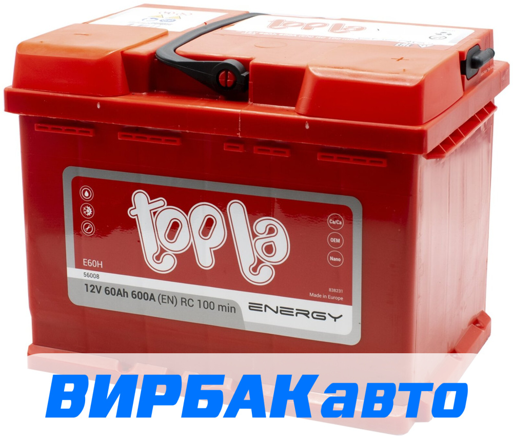 Купить Аккумулятор Topla Energy (56008) 60 Ач 600 А обратная, клемма  стандартная, цены в Ростове-на-Дону — интернет-магазин VIRBACauto