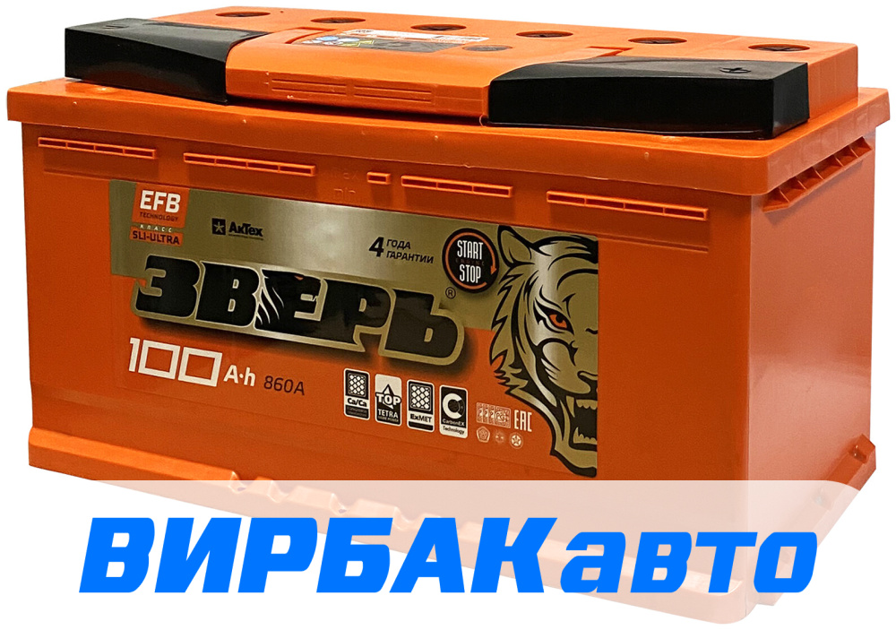 Купить Аккумулятор ЗВЕРЬ EFB 100 Ач 860 А обратная полярность, 2023 г ...